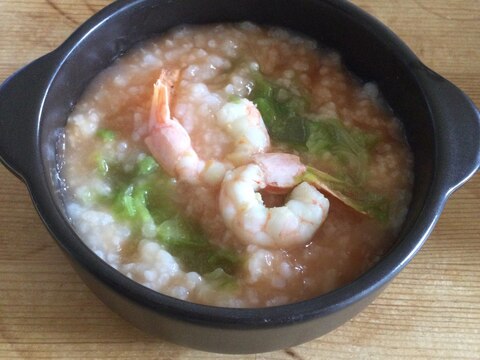 海老レタス入りケチャップ粥♪